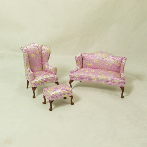 H13020 set-B, Purple and Yellow sofa and Wingback Chairs set